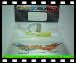 Hawk Creation 7mm Tail Motor V2 + KBDD Rotor (Neon Yellow) For mCPX